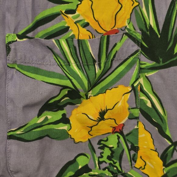 Big Dogs California Poppy Rayon Button Down Shirt Men's Size Small Vintage Blue - Picture 6 of 10